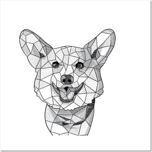 Happy Corgi Geometric Sketch Posters and Art